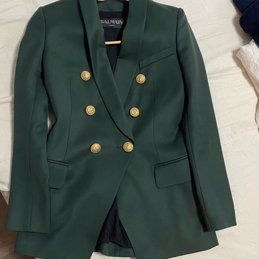 Balmain blazer double breasted in olive green